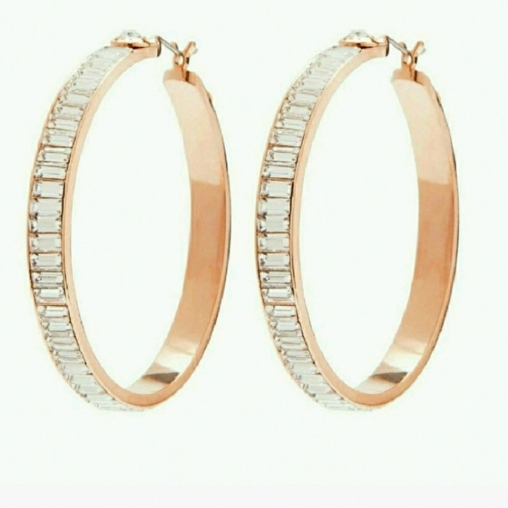 Henri Bendel Baguette Crystal Hoop Earrings